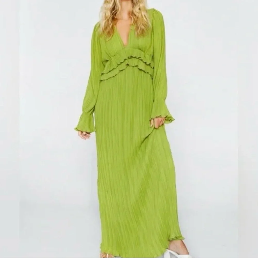 Nasty Gal Collection Frill in Love V Neck Maxi Dress Cornflower Blue 4 New - Picture 10 of 12